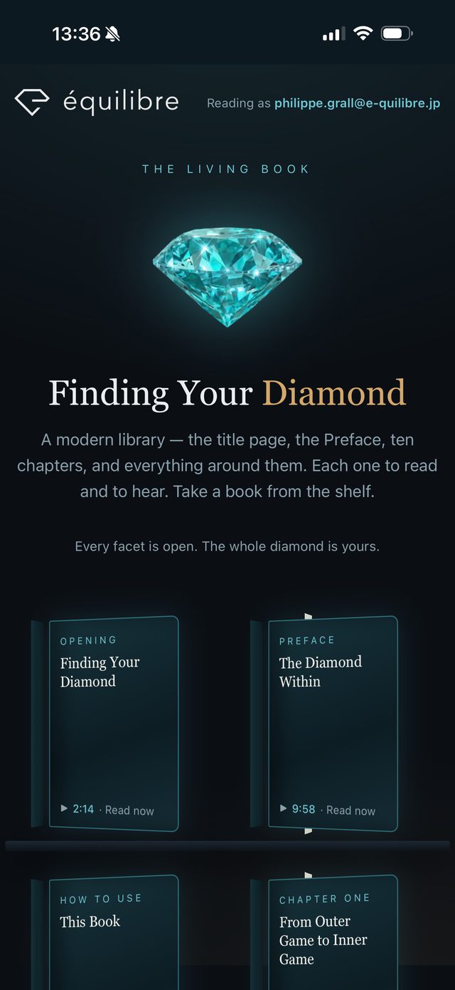 The same library on a phone, every chapter waiting on the shelf