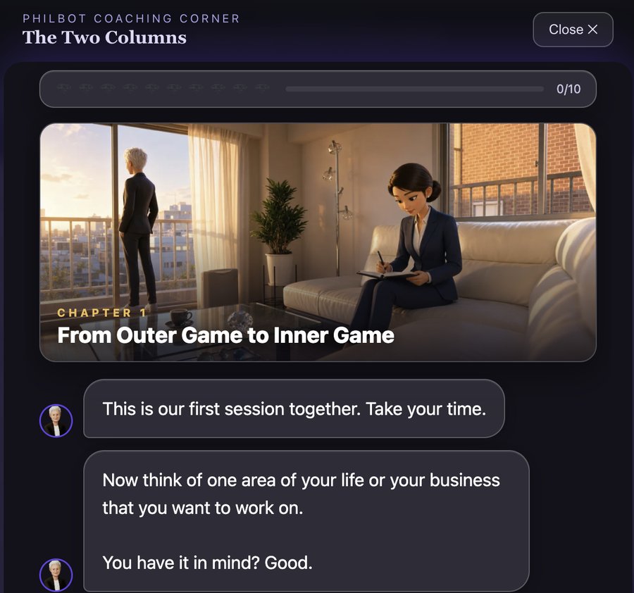 PhilBot opening the conversation with a reader at the end of Chapter One